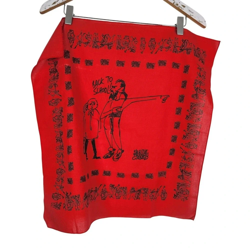 Vtg Rare MARITHE FRANCOIS GIRBAUD Bandana Scarf Red Back To School Square